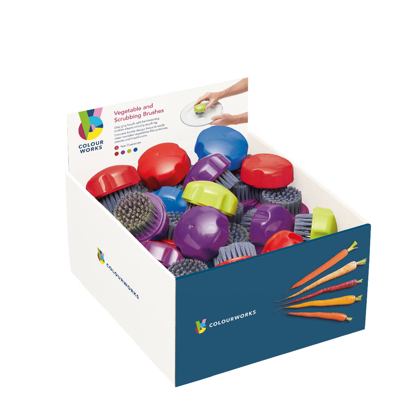 Colourworks Display of 24 Vegetable and Cleaning Brushes