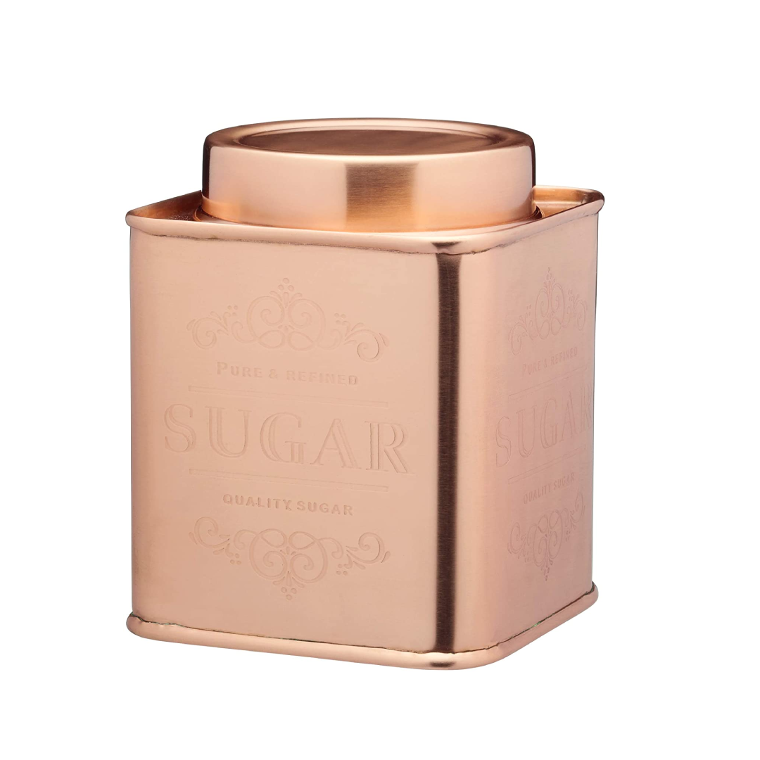 Kitchen Craft Le'Xpress Square Airtight Sugar Storage Tin, Copper Finish, 10 x 10 x 12 cm
