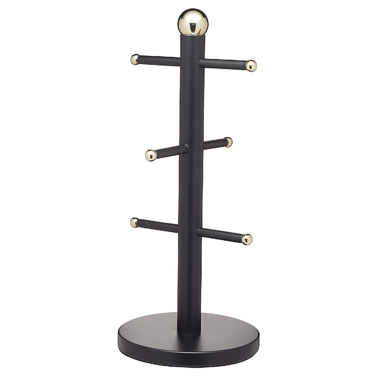 MasterClass Brass Effect Kitchen Roll Holder, Black/Brass, 15 x 15 x 35 cm