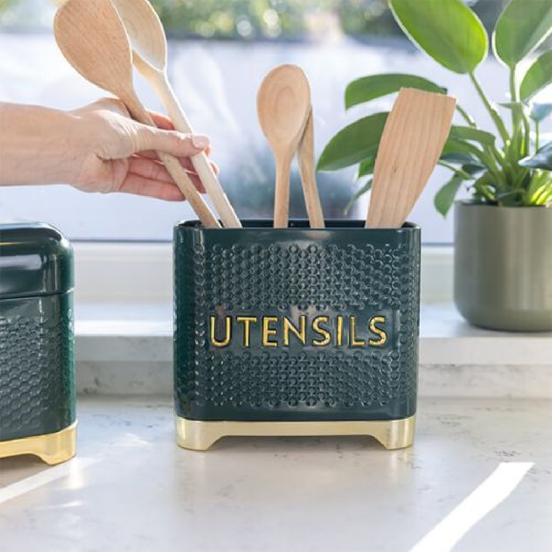 Lovello Textured Hunter Green Utensil Holder