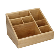 Copco Bamboo Household Organiser – 7-Compartment Desk Tidy (19 × 15 × 11.5 cm)