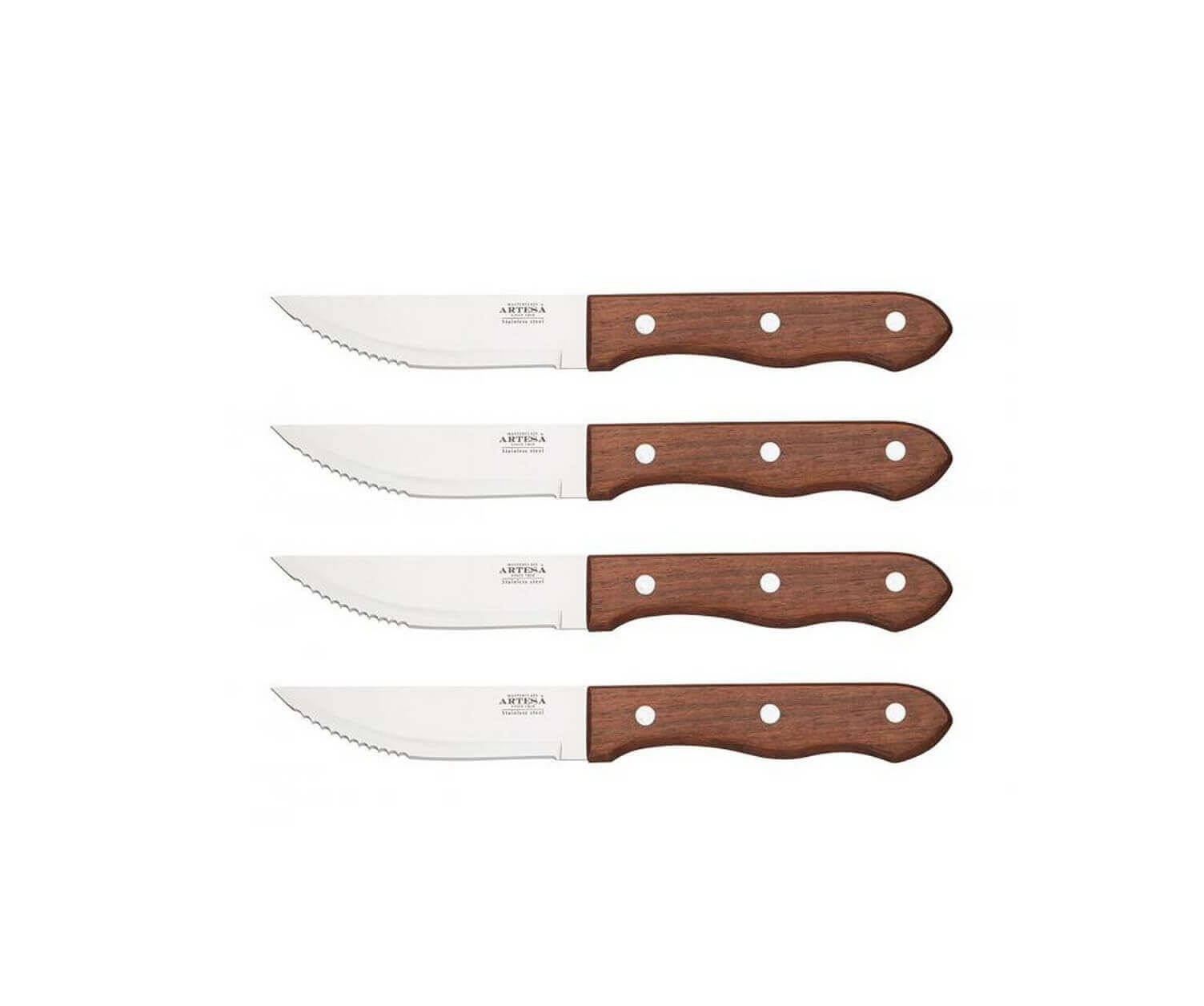 Artesa Stainless Steel Steak Knives, Set of 4, Wood, Silver, 23.5 cm