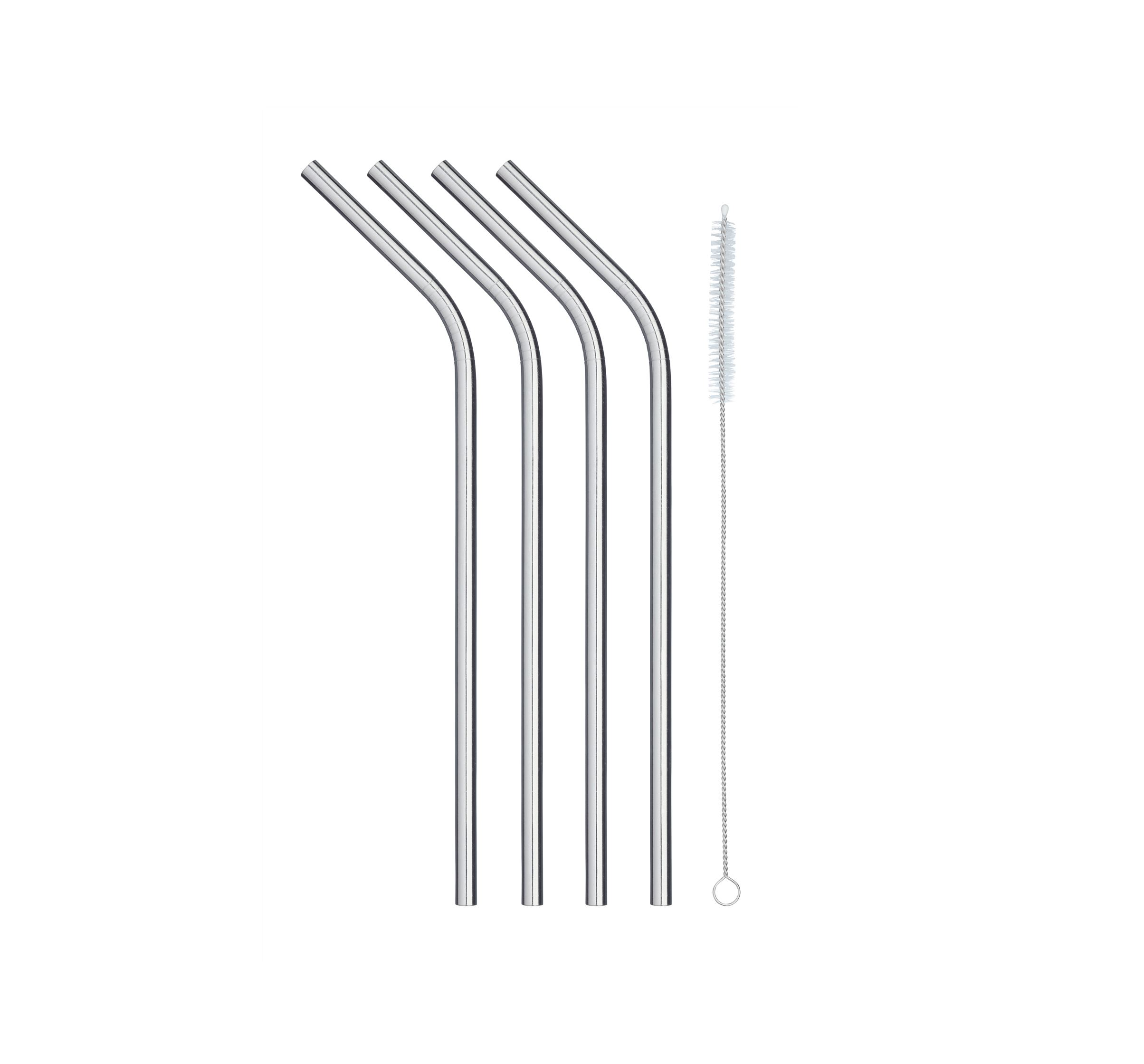 KitchenCraft Pack of Four Stainless Steel Reusable Drinks Straws