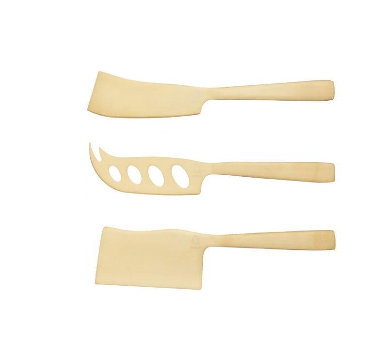 ART CHEESE KNIFE SET OF 3 BRASS