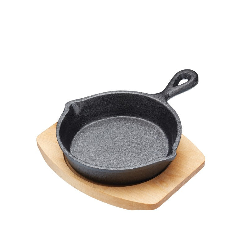 Artesa Cast Iron Round Fry Pan with Serving Board – 13.5cm