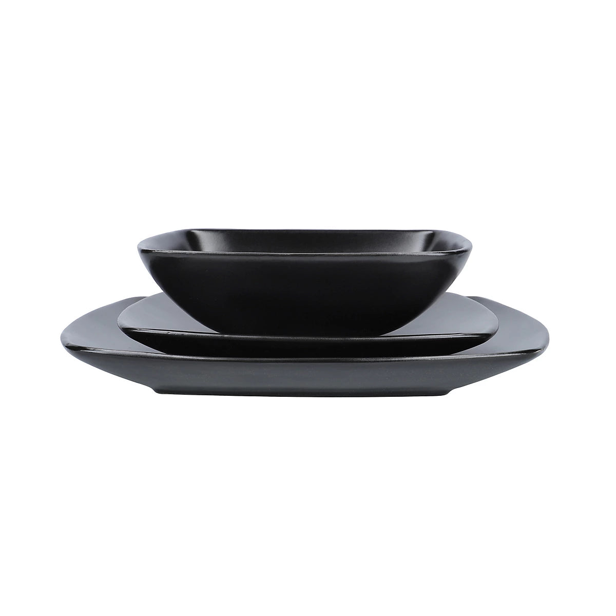 Creative Tops Raven Black Stoneware Square 12‑Piece Dinner Set