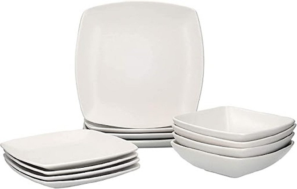 Creative Tops Raven White Square Ceramic Dinner Set – 12‑Piece for 4
