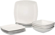 Creative Tops Raven White Square Ceramic Dinner Set – 12‑Piece for 4