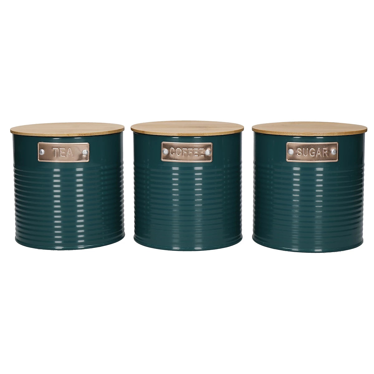 KitchenCraft Teal 3‑Piece Tea, Coffee & Sugar Canister Set – 1 L Each