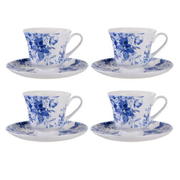 PROVINCIAL GARDEN WHITE CUP & SAUCER SET OF 4