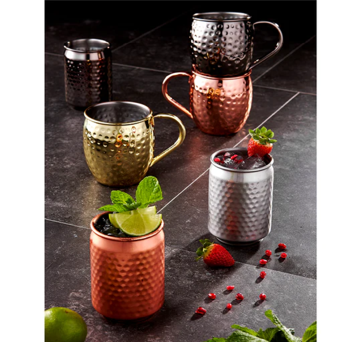 SPENCER HAMMERED SILVER HANDLED 2PK MUG