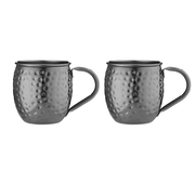 SPENCER HAMMERED BLACK HANDLED 2PK MUG