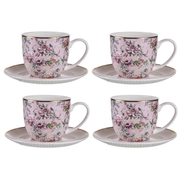 CHINOISERIE PINK CUP & SAUCER SET OF 4