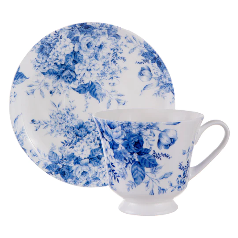 PROVINCIAL GARDEN WHITE CUP & SAUCER SET OF 4