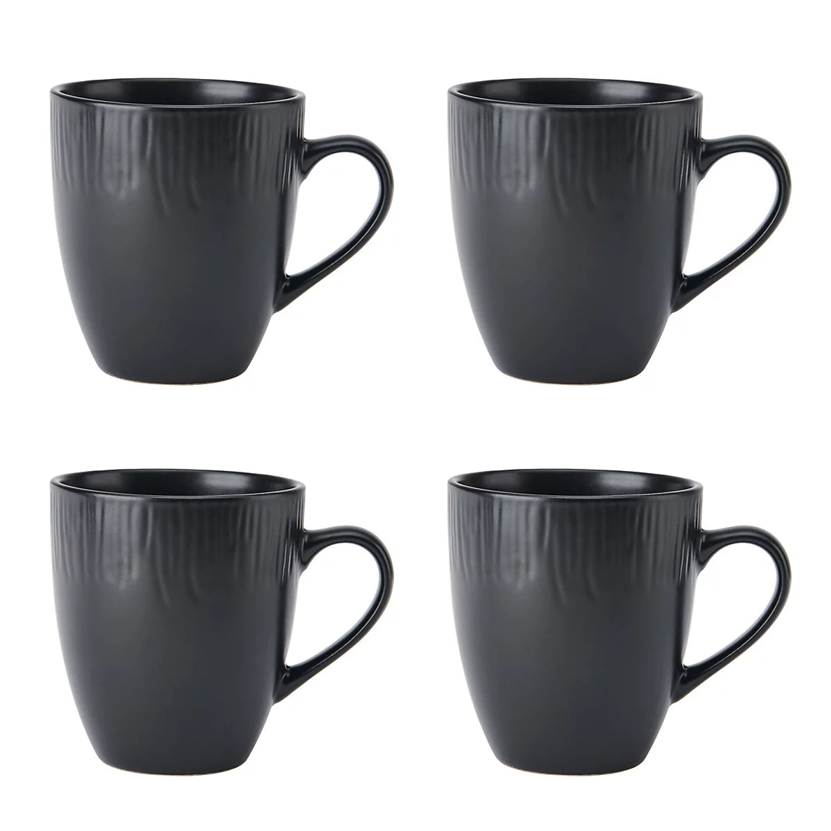 Mikasa Jardin Black Stoneware Mugs – Set of 4 (420 ml)