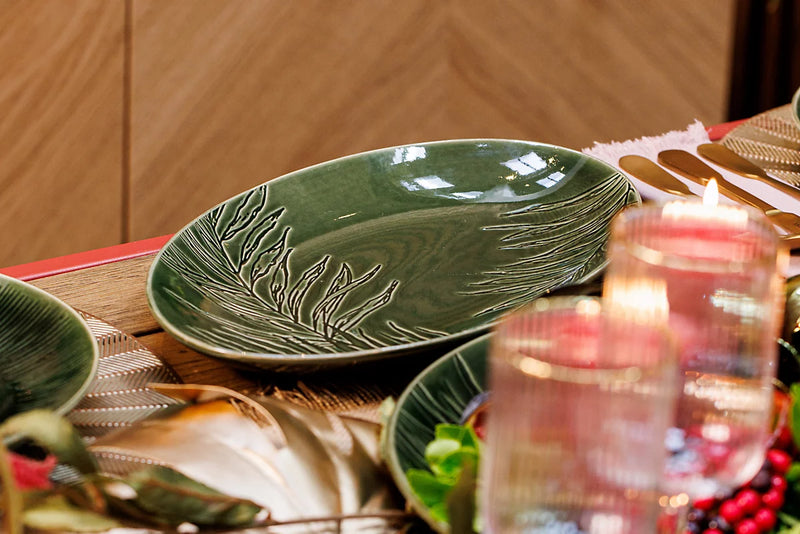 Mikasa Jardin Stoneware Oval Serving Platter – 36 cm (Green)