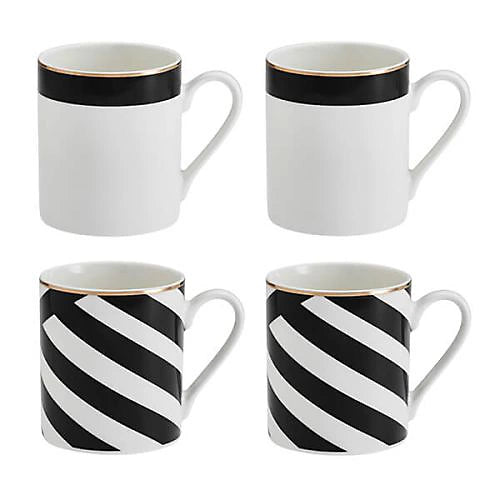 Mikasa Luxe Deco Fine China Mugs – Set of 4 (380 ml)