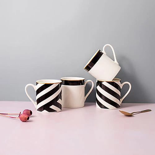 Mikasa Luxe Deco Fine China Mugs – Set of 4 (380 ml)