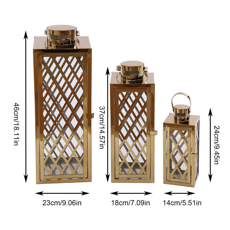 Stainless Steel Outdoor Lantern, Gold