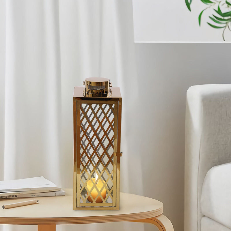 Stainless Steel Outdoor Lantern, Gold