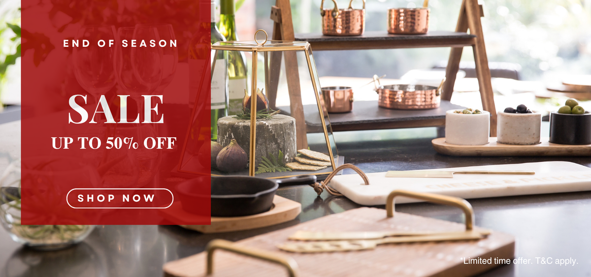 End of Season Sale, up to 50% off — wine and cheese board