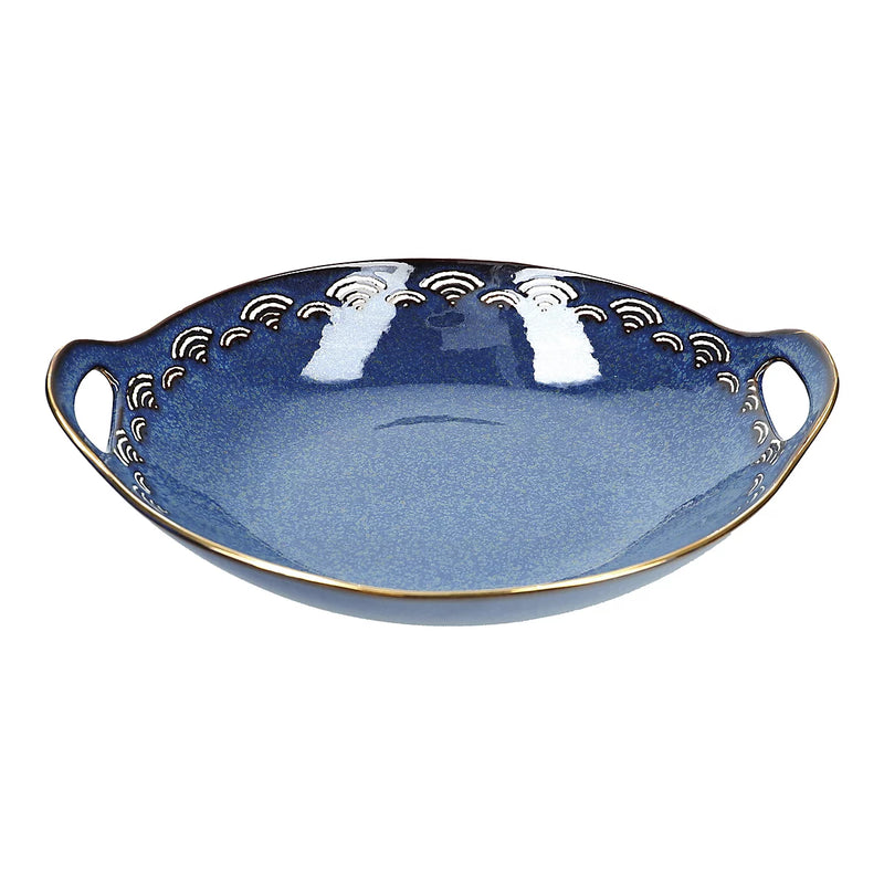 Mikasa Satori Indigo Seigaiha Wave Stoneware Bowl – 11.5 cm