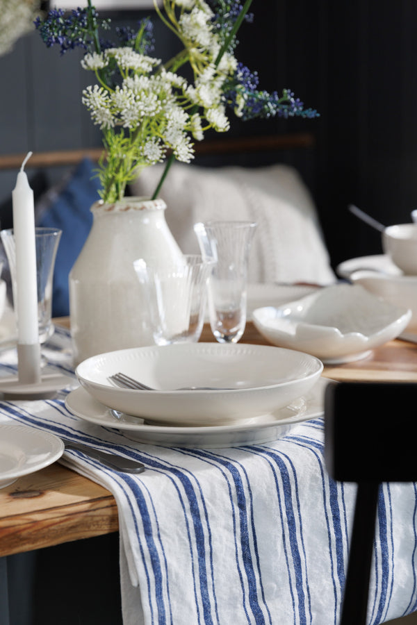 Mikasa Navy Stripe Linen-Blend Table Runner – 230 × 34 cm Mikasa Navy Stripe Linen-Blend Table Runner – 230 × 34 cm