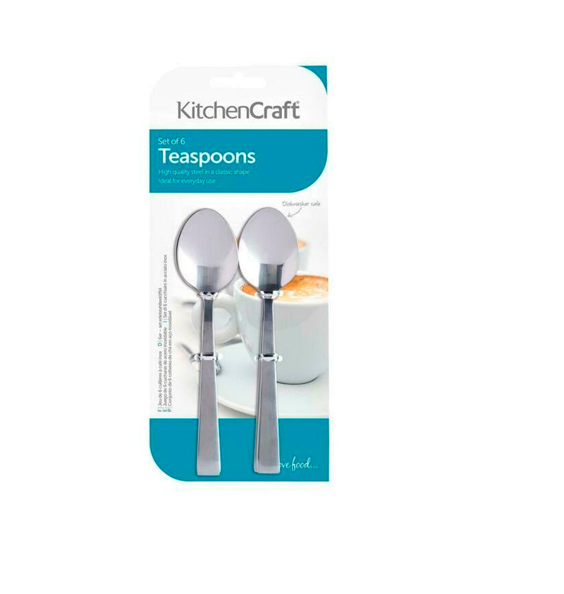 Kitchen Craft Stainless Steel Teaspoons, Set of Six