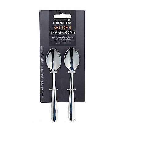 Masterclass Set of 2 Solid high quality Polished Stainless Steel Dessert Spoons