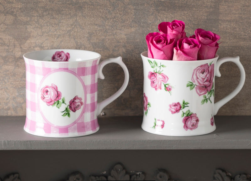 Katie Alice Vintage Roses Set Of 2 Tankard Mugs Pink