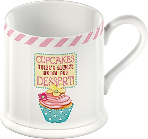 Creative Tops Retro Treats Vintage Style Cupcakes Tankard Mug, Pink Stripe