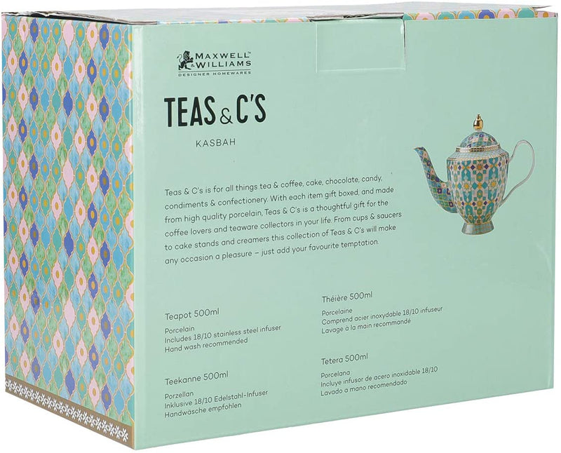Maxwell & Williams HV0113 Teas & C’s Kasbah Loose Leaf Teapot with Infuser in Gift Box, Porcelain, Mint Green, 3 Cup (500 ml)