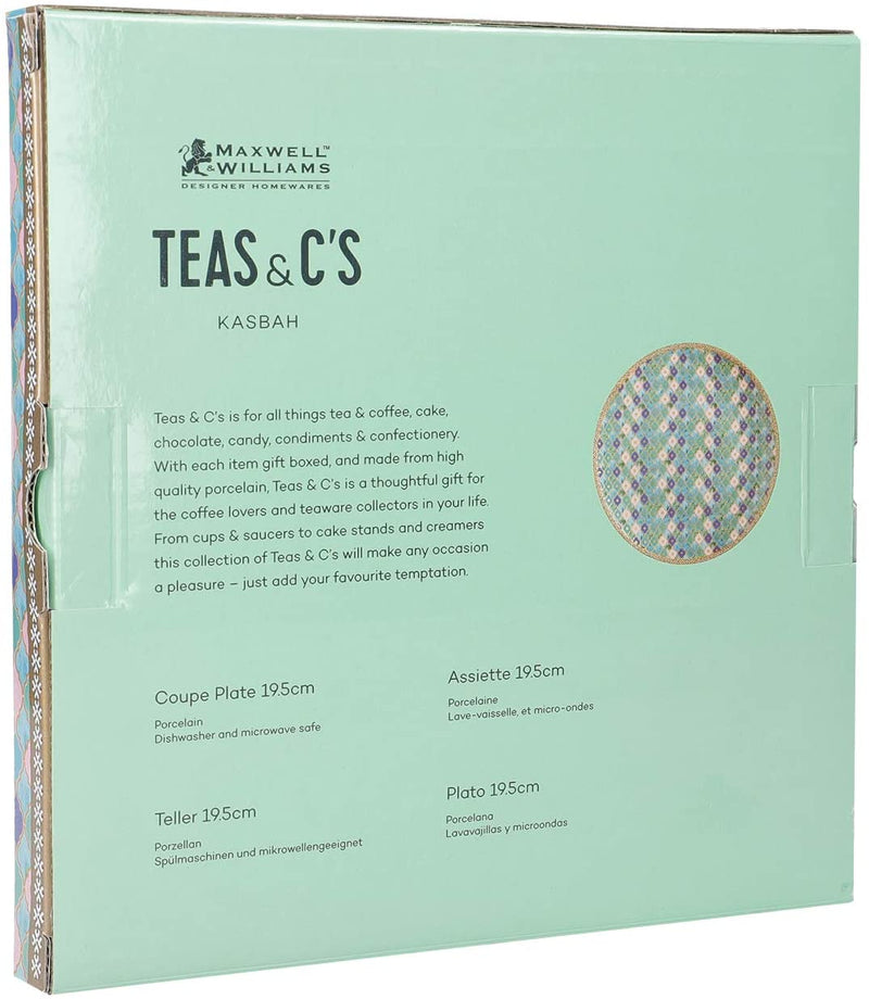 Maxwell & Williams HV0121 Teas & C’s Kasbah Cake Plate in Gift Box, Coupe Style, Porcelain, Mint Green, 19.5 cm