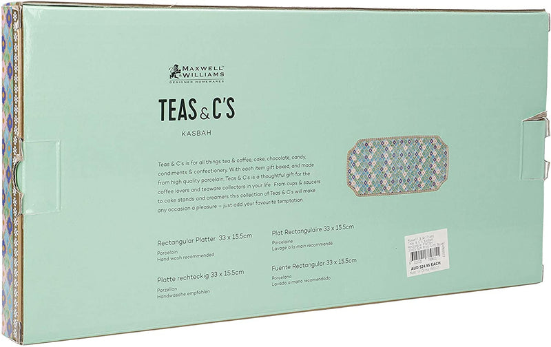 Maxwell & Williams HV0127 Teas & C’s Kasbah Large Serving Platter in Gift Box, Porcelain, Mint Green, 33 x 15.5 cm