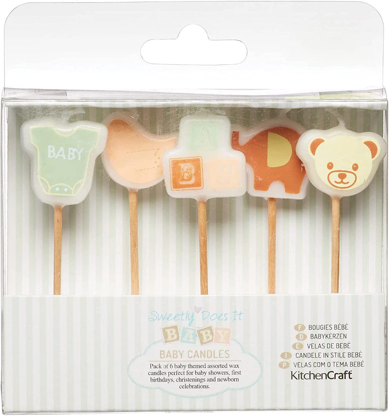 Kitchen Craft Wax Cake Candles Sweetly Does It 6 Pieces, Wood, Multi-Colour, 9 x 12 x 16 cm