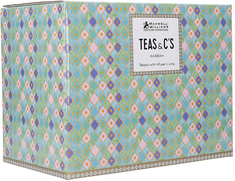 Maxwell & Williams HV0129 Teas & C’s Kasbah Loose Leaf Teapot with Infuser in Gift Box, Porcelain, Mint Green, 5 Cup (1 Litre)