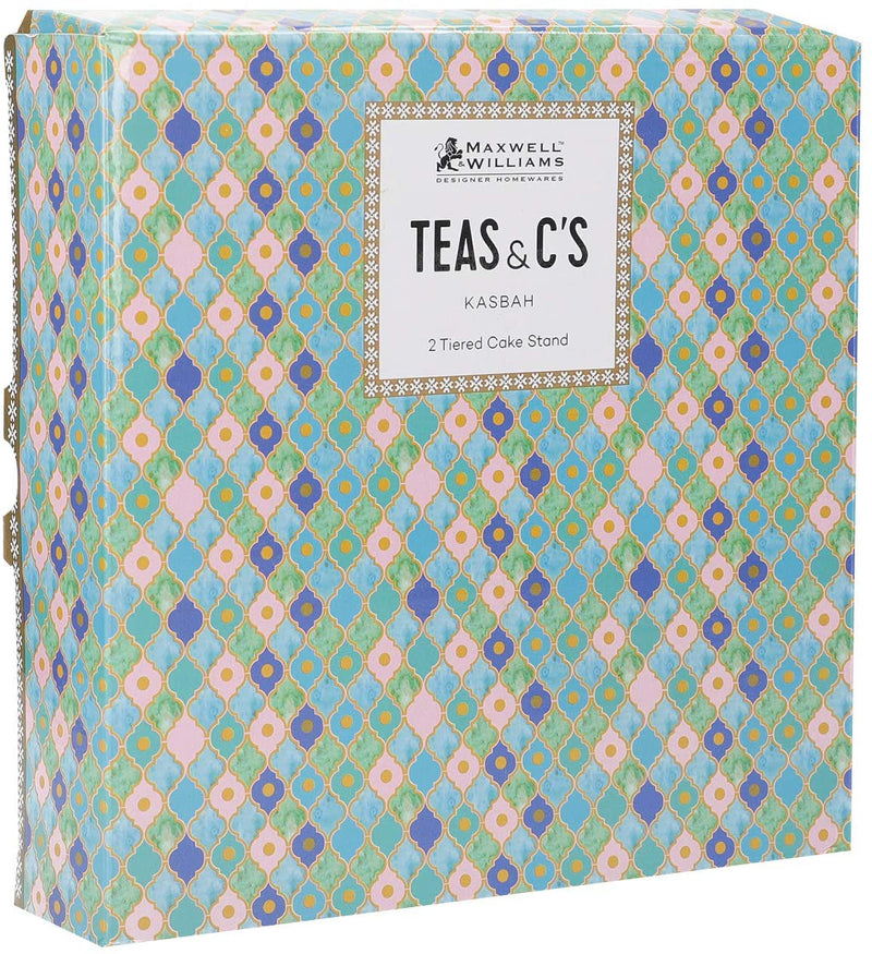 Maxwell & Williams HV0123 Teas & C’s Kasbah Cake Stand in Gift Box, Porcelain, Mint Green, 2 Tiers