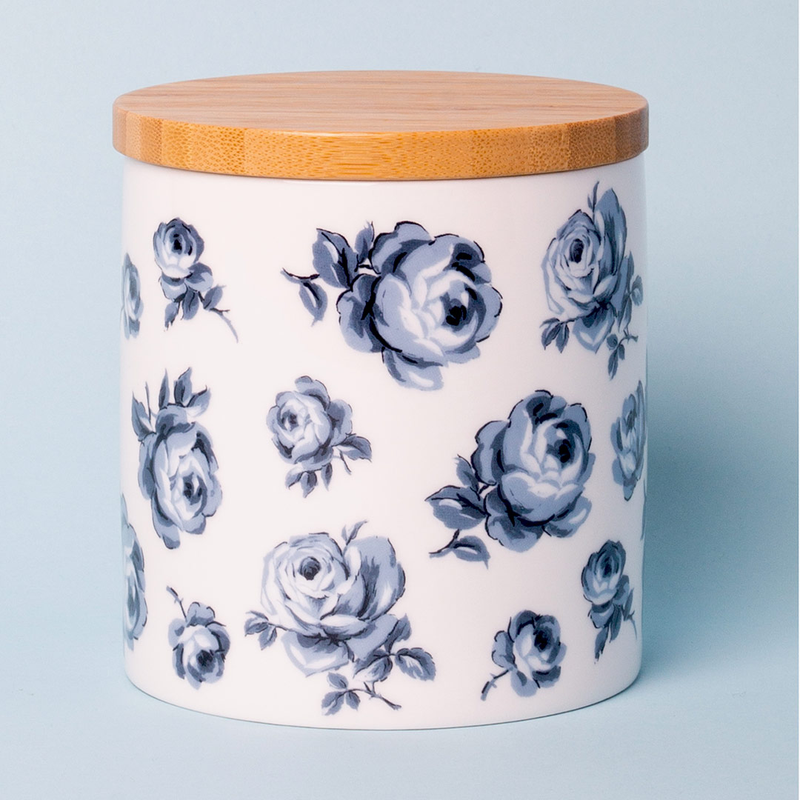 Vintage Indigo Floral Storage Jar