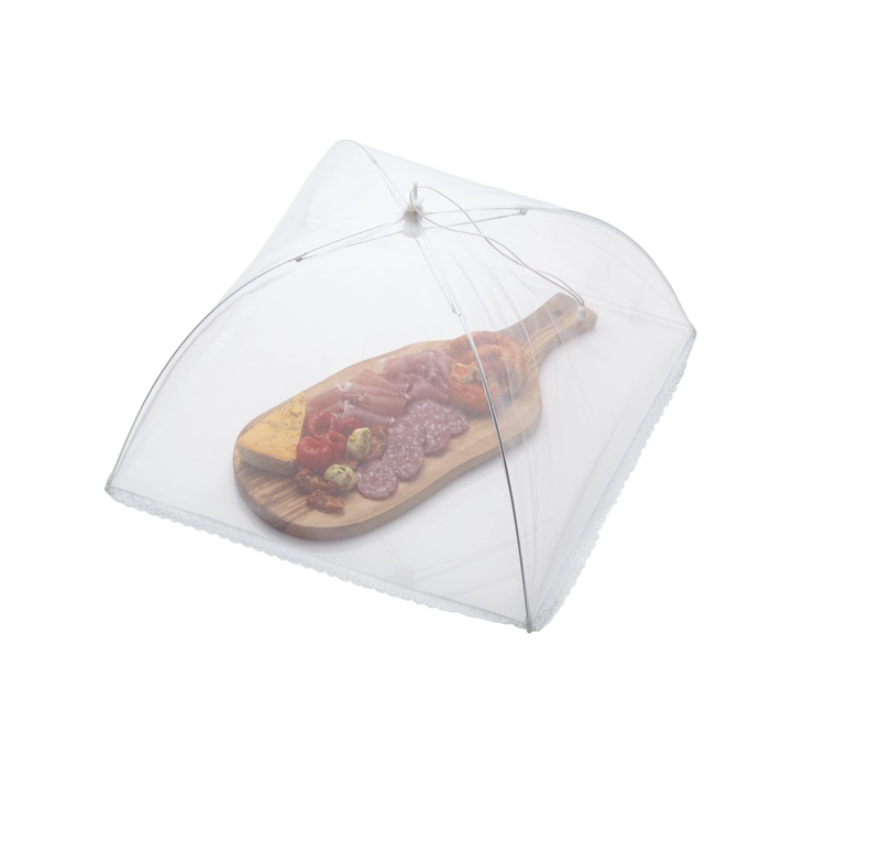 KitchenCraft KCCOVER16 Medium Umbrella-Style Folding Mesh Food Cover / Picnic Dome, 40.5 cm (16") - White