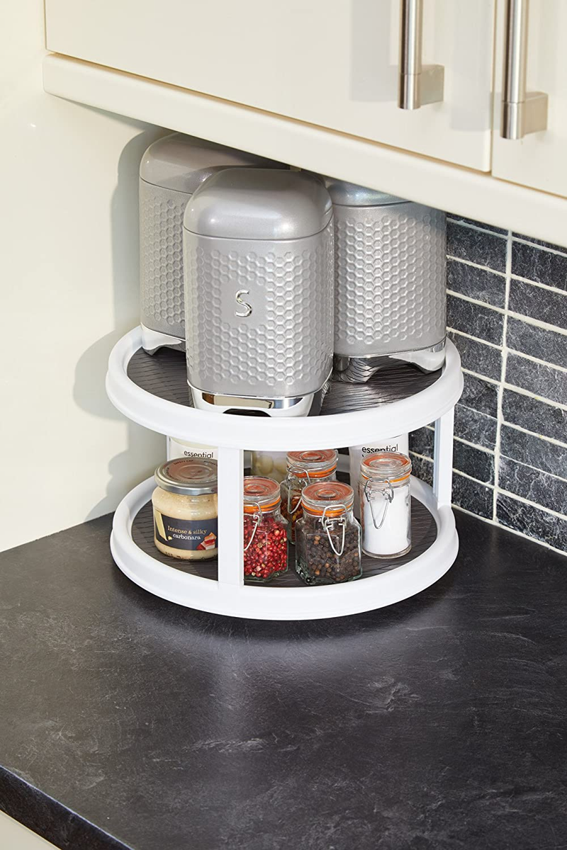 Copco Basics Plastic 2-Tier Lazy Susan-Style Kitchen Worktop and Shelf Organiser, 30 cm