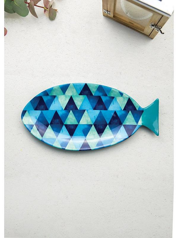 Maxwell & Williams Reef Fish Serving Platter 30cm Blue Triangles