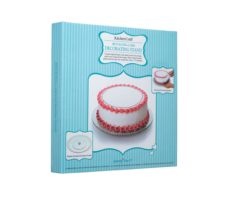 KitchenCraft Sweetly Does It Turntable Cake Stand, Gift Box, Glass, 30 cm