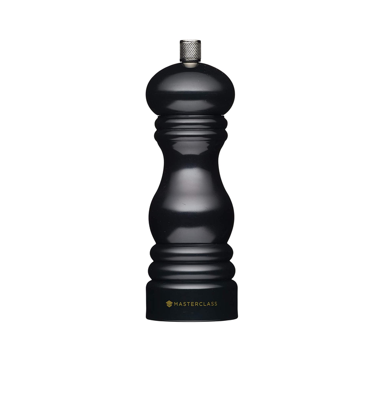 MasterClass Pepper Mill or Salt Grinder with Interchangeable Cap, Plastic, Black,