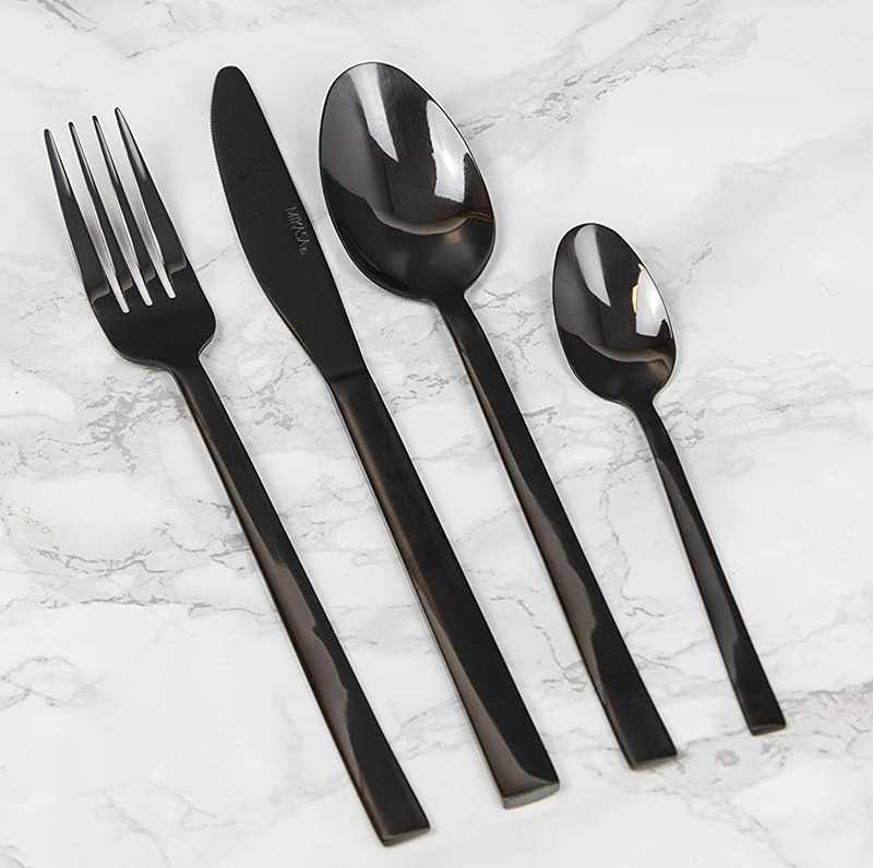 MIKASA Diseno Black Cutlery Set, 16 Pieces
