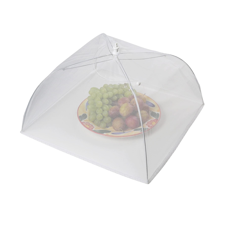 KitchenCraft KCCOVER16 Medium Umbrella-Style Folding Mesh Food Cover / Picnic Dome, 40.5 cm (16") - White