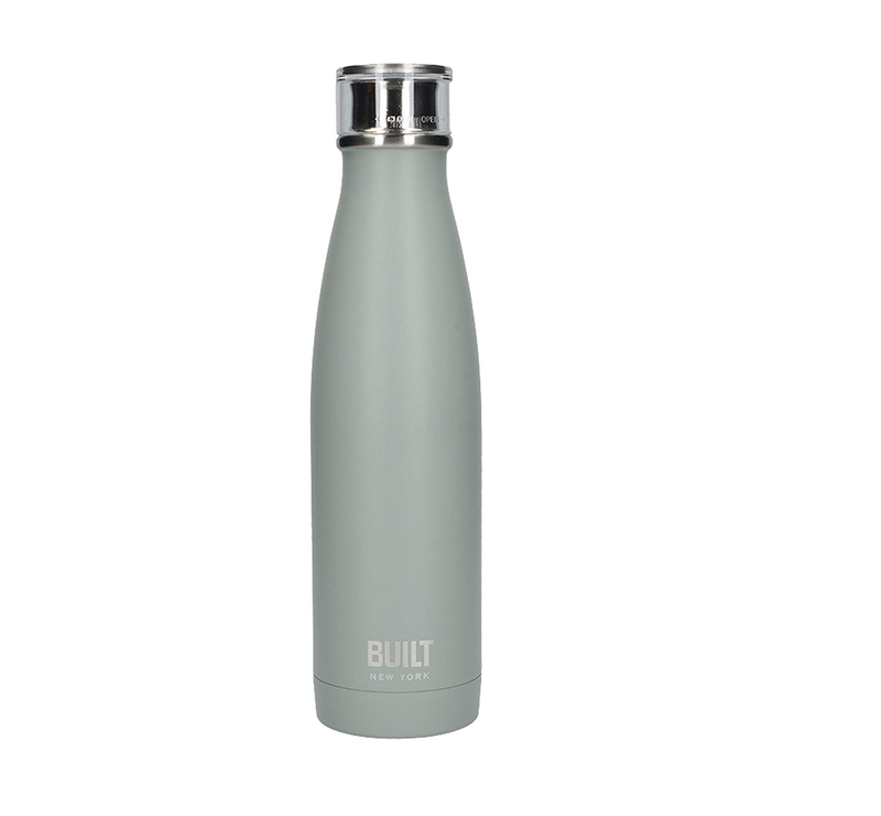 BUILT Insulated Water Bottle/Thermal Flask with Leakproof Cap, Stainless Steel, Storm Grey, 480 ml