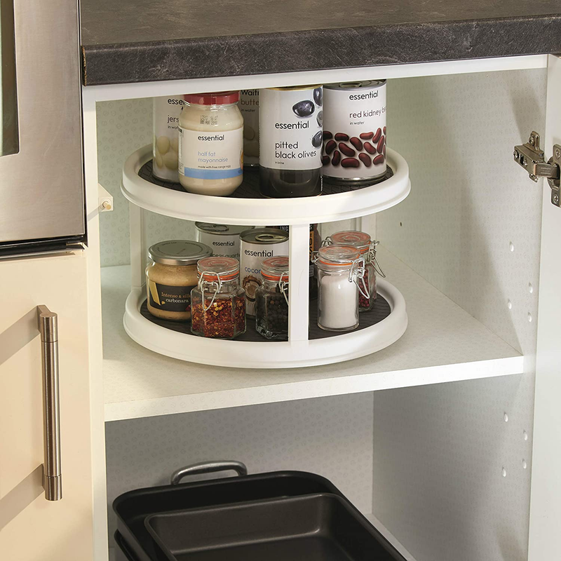 Copco Basics Plastic 2-Tier Lazy Susan-Style Kitchen Worktop and Shelf Organiser, 30 cm