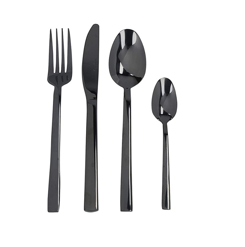 MIKASA Diseno Black Cutlery Set, 16 Pieces