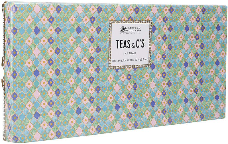 Maxwell & Williams HV0127 Teas & C’s Kasbah Large Serving Platter in Gift Box, Porcelain, Mint Green, 33 x 15.5 cm