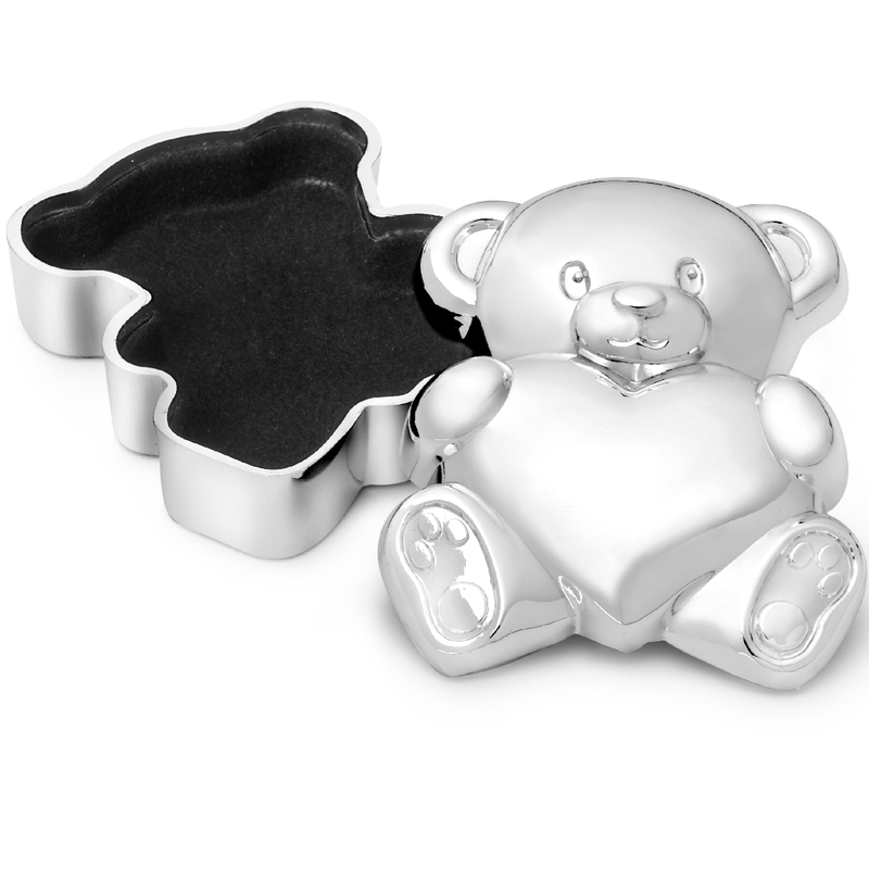 Tooth box Bear with heart silver colour
